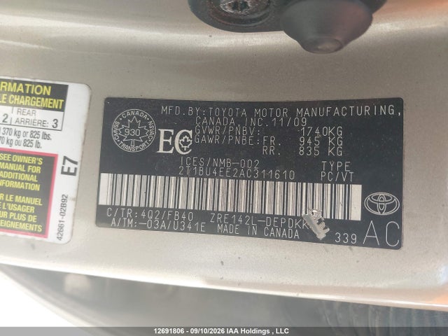 Продажа на аукционе авто 2010 Toyota Corolla Ce, vin: 2T1BU4EE2AC311610, номер лота: 12691806