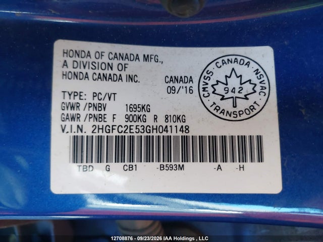 Honda Civic Lx 2016 2HGFC2E53GH041148 Image 18