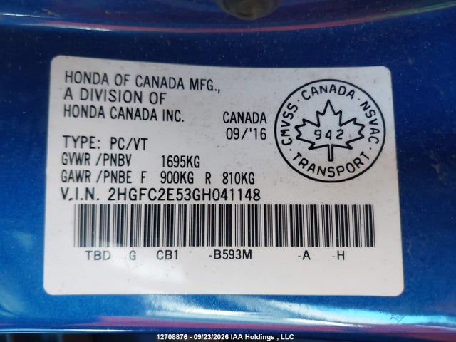 Honda Civic Lx 2016 2HGFC2E53GH041148 Image 9
