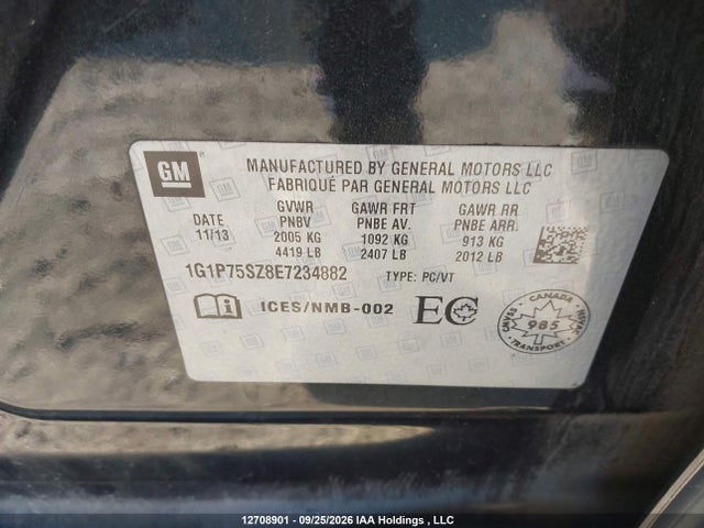 Продажа на аукционе авто 2014 Chevrolet Cruze Diesel, vin: 1G1P75SZ8E7234882, номер лота: 12708901