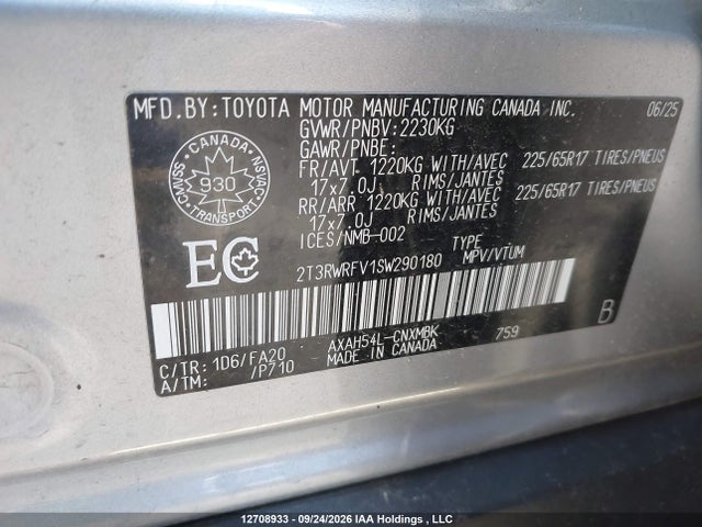 Auction sale of the 2025 Toyota Rav4, vin: 2T3RWRFV1SW290180, lot number: 12708933