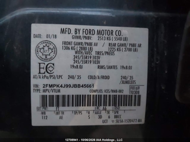 Ford EDGE SEL 2018 2FMPK4J99JBB45661 Image 9