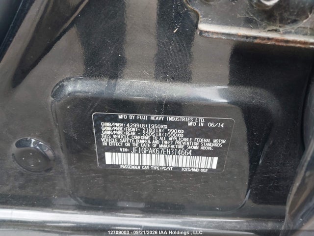12709003 :رقم المزاد ، JF1GPAK67EH314664 vin ، 2014 Subaru Impreza Limited مزاد بيع