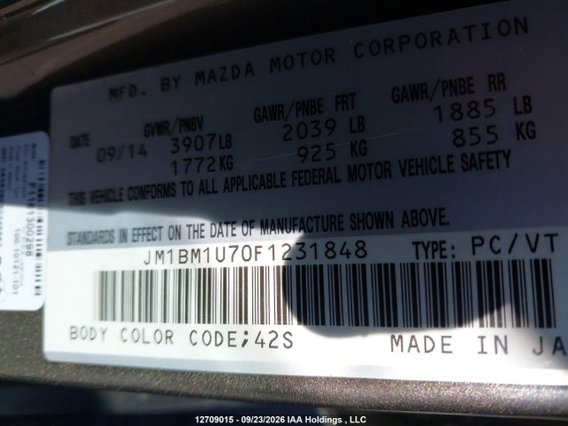 Mazda Mazda3 Gx 2015 JM1BM1U70F1231848 Image 18
