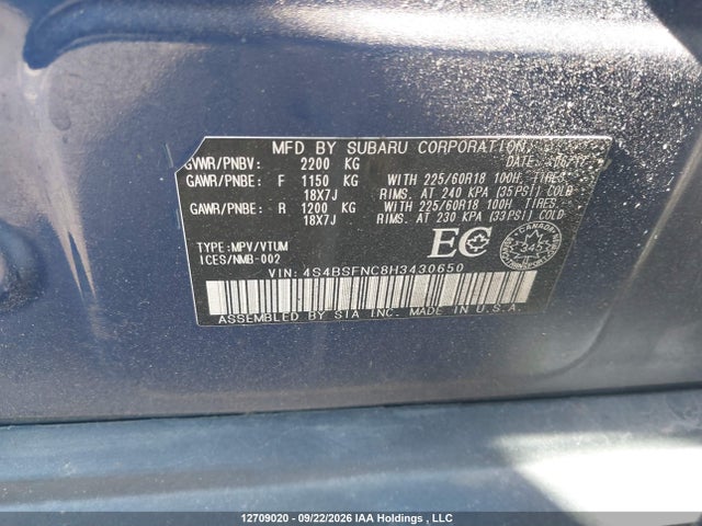 Aukcja sprzedaży 2017 Subaru Outback, vin: 4S4BSFNC8H3430650, numer aukcji: 12709020