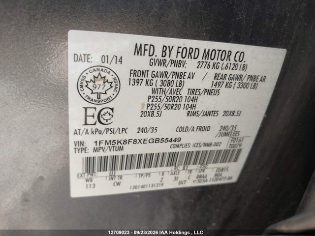 Ford Explorer 2014 1FM5K8F8XEGB55449 Image 9