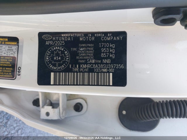 Aukcja sprzedaży 2025 Hyundai Venue Sel/limited, vin: KMHRC8A38SU397356, numer aukcji: 12709026