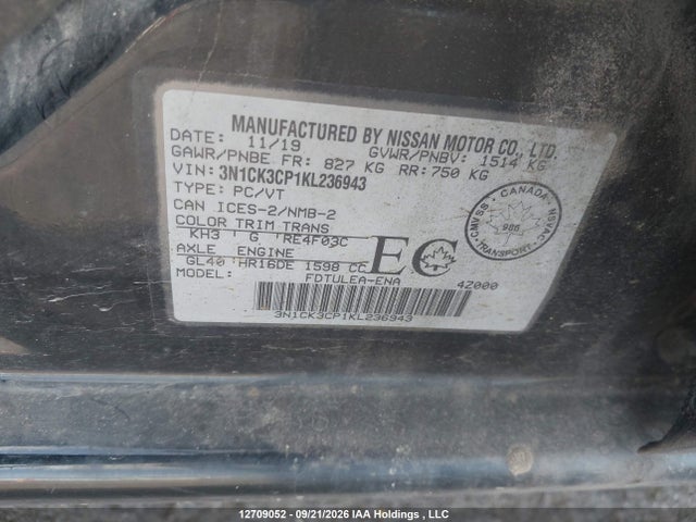 Продаж на аукціоні авто 2019 Nissan Micra, vin: 3N1CK3CP1KL236943, номер лоту: 12709052
