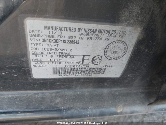 Продаж на аукціоні авто 2019 Nissan Micra, vin: 3N1CK3CP1KL236943, номер лоту: 12709052