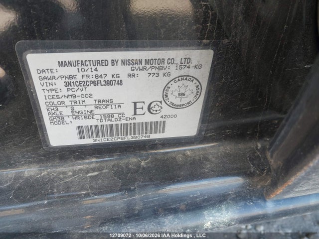 Aukcja sprzedaży 2015 Nissan Versa Note S/s Plus/sv/sl/sr, vin: 3N1CE2CP6FL390748, numer aukcji: 12709072