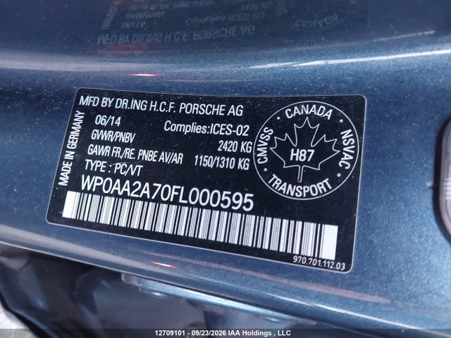 Продаж на аукціоні авто 2015 Porsche Panamera 2/4, vin: WP0AA2A70FL000595, номер лоту: 12709101
