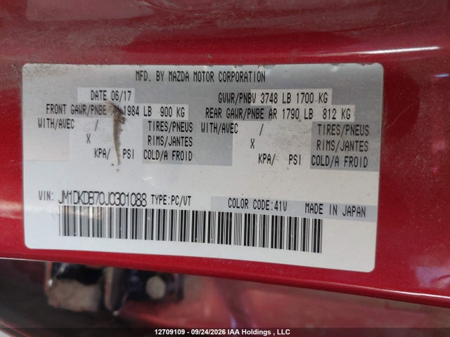 Продаж на аукціоні авто 2018 Mazda Cx-3 Gx, vin: JM1DKDB70J0301088, номер лоту: 12709109