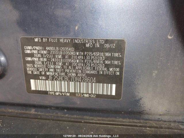 Продажа на аукционе авто 2013 Subaru Forester, vin: JF2SHCBC7DH428604, номер лота: 12709120