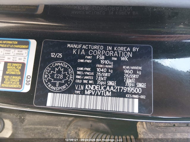 Продажа на аукционе авто 2026 Kia Seltos S, vin: KNDEUCAA2T7919500, номер лота: 12709121