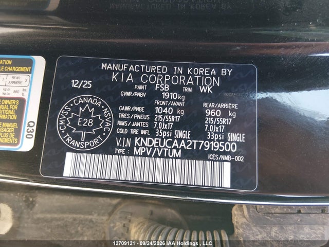 Продажа на аукционе авто 2026 Kia Seltos S, vin: KNDEUCAA2T7919500, номер лота: 12709121