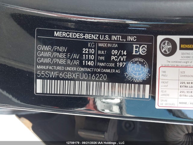 Aukcja sprzedaży 2015 Mercedes-benz C 400 4matic, vin: 55SWF6GBXFU016220, numer aukcji: 12709179
