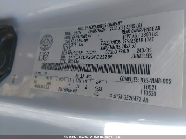 Ford F150 Super Cab 2016 1FTEX1EP2GFD22255 Image 9