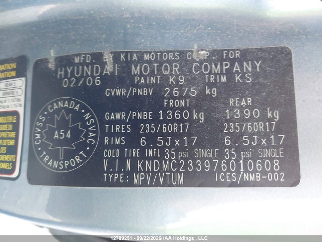 Продажа на аукционе авто 2007 Hyundai Entourage Gl, vin: KNDMC233976010608, номер лота: 12709251