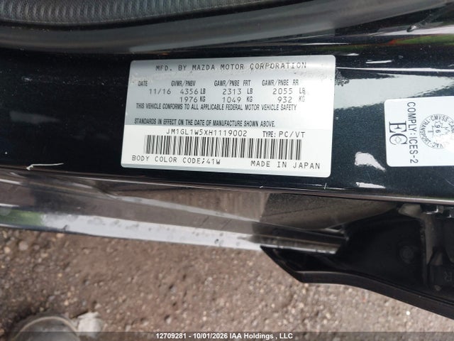 12709281 :رقم المزاد ، JM1GL1W5XH1119002 vin ، 2017 Mazda Mazda6 Gt مزاد بيع