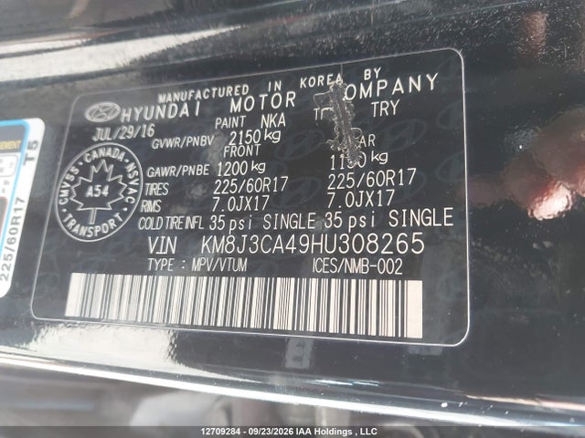 Продажа на аукционе авто 2017 Hyundai Tucson Luxury, vin: KM8J3CA49HU308265, номер лота: 12709284