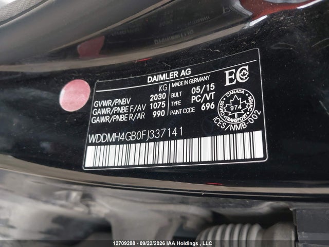 2015 Mercedes-benz B 250 4matic მანქანა იყიდება აუქციონზე, vin: WDDMH4GB0FJ337141, აუქციონის ნომერი: 12709288