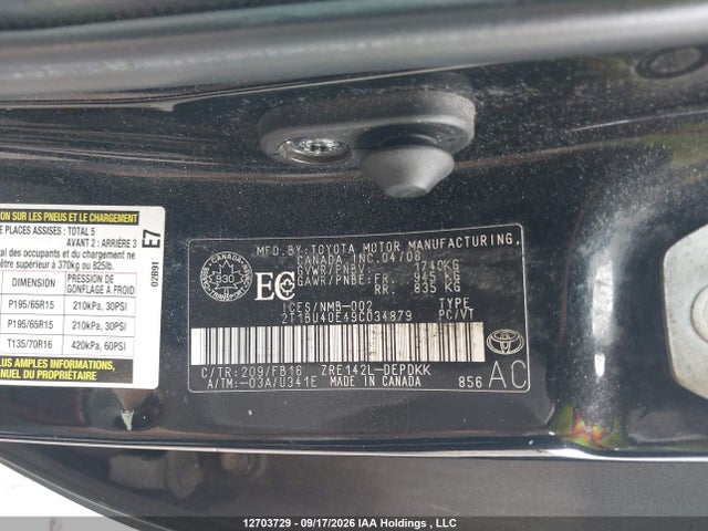 Продажа на аукционе авто 2009 Toyota Corolla S/le/xle, vin: 2T1BU40E49C034879, номер лота: 12703729