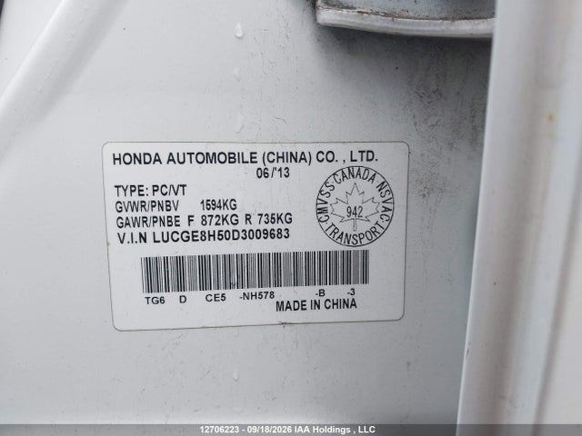 Продажа на аукционе авто 2013 Honda Fit Lx, vin: LUCGE8H50D3009683, номер лота: 12706223