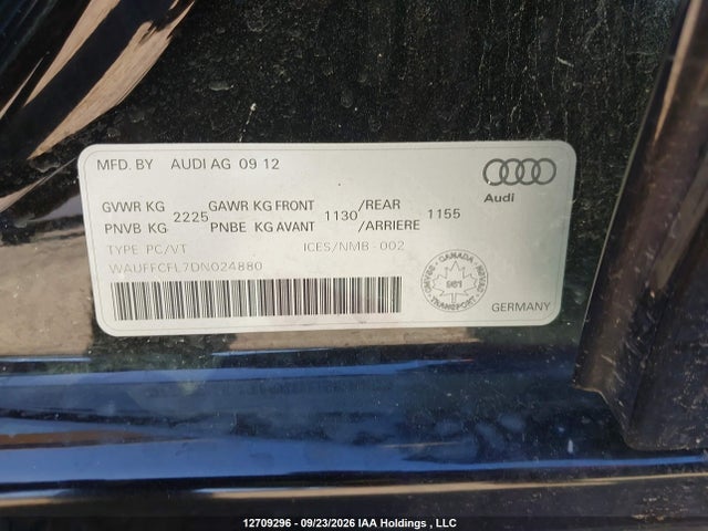 12709296 :رقم المزاد ، WAUFFCFL7DN024880 vin ، 2013 Audi A4 2.0t Premium مزاد بيع