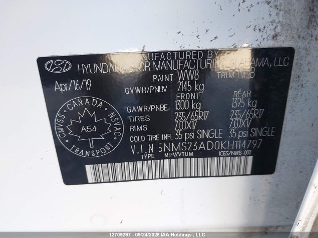 Hyundai Santa Fe Essential 2019 5NMS23AD0KH114797 Image 9