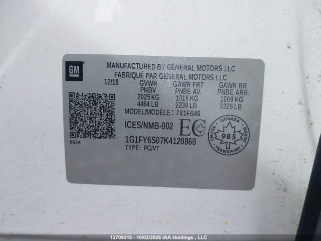 Chevrolet BOLT EV LT 2019 1G1FY6S07K4120868 Image 9