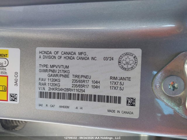 Продаж на аукціоні авто 2024 Honda Cr-v Lx-b, vin: 2HKRS4H28RH116254, номер лоту: 12709332