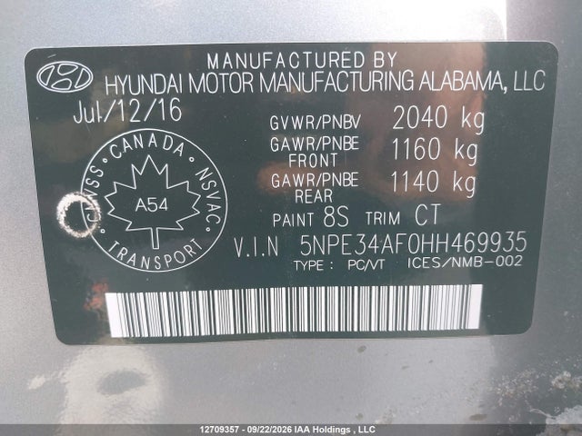 Hyundai Sonata 2017 5NPE34AF0HH469935 Image 19