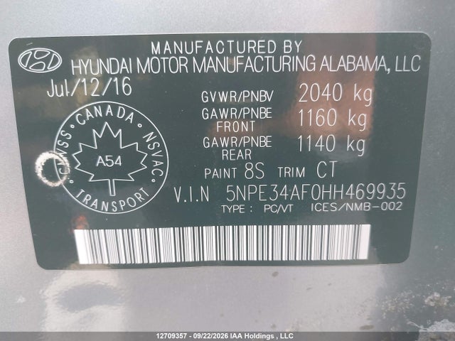 Hyundai Sonata 2017 5NPE34AF0HH469935 Image 9