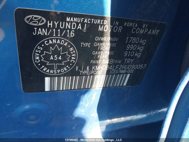 Hyundai Elantra 2017 KMHD84LF2HU090057 Image 19