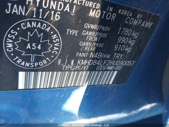 Hyundai Elantra 2017 KMHD84LF2HU090057 Image 9
