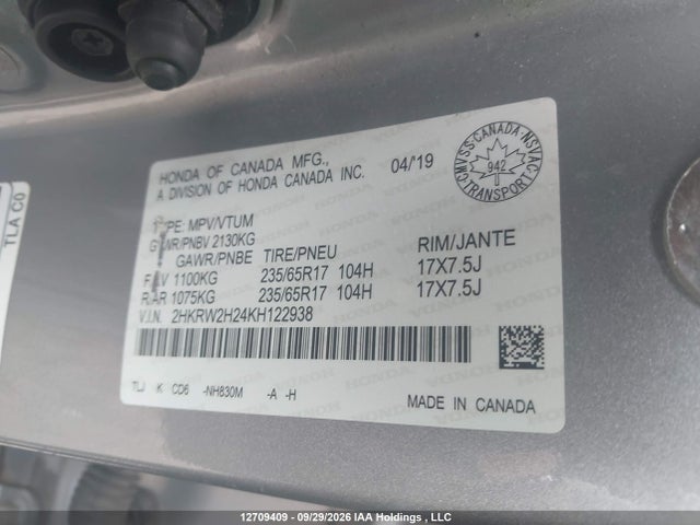 2HKRW2H24KH122938 Honda CR-V LX