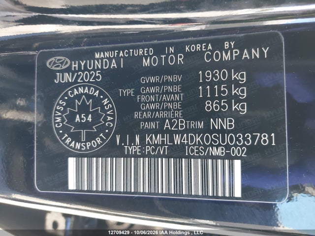 12709429 :رقم المزاد ، KMHLW4DK0SU033781 vin ، 2025 Hyundai Elantra N Dct مزاد بيع