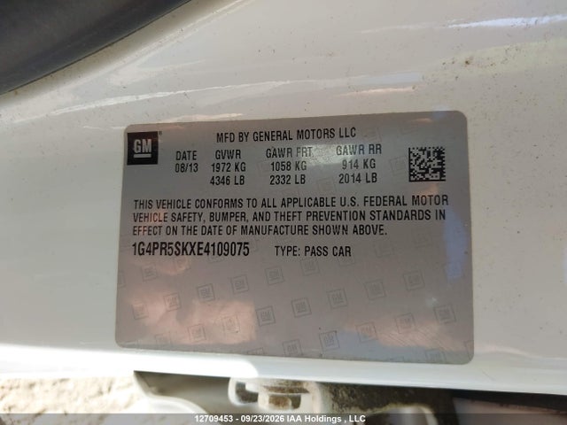 12709453 :رقم المزاد ، 1G4PR5SKXE4109075 vin ، 2014 Buick Verano Convenience مزاد بيع