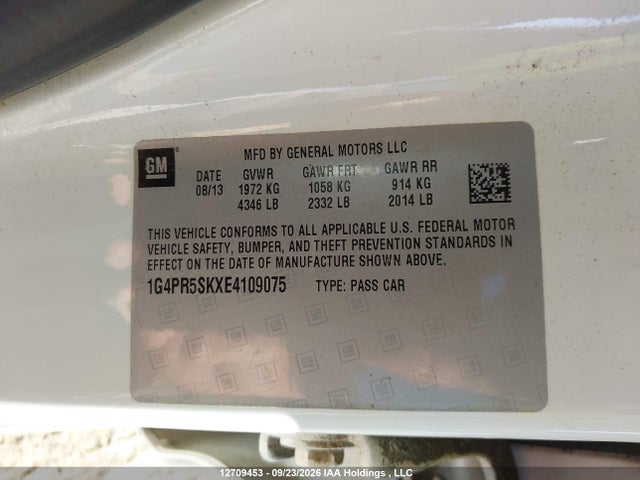 12709453 :رقم المزاد ، 1G4PR5SKXE4109075 vin ، 2014 Buick Verano Convenience مزاد بيع