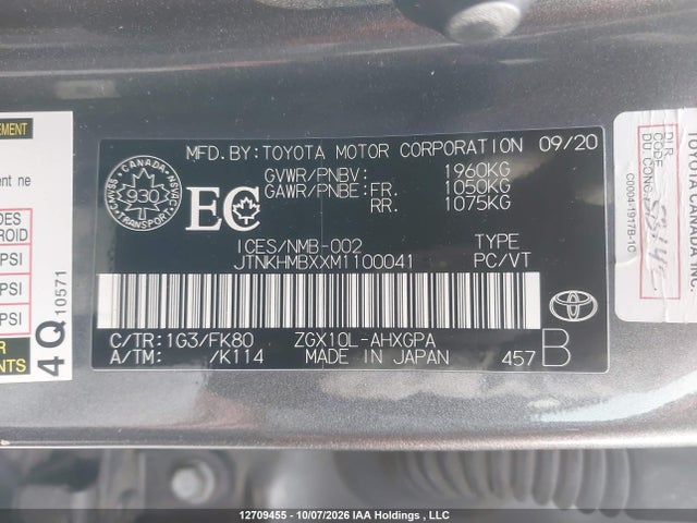 Продаж на аукціоні авто 2021 Toyota C-hr Xle Premium, vin: JTNKHMBXXM1100041, номер лоту: 12709455