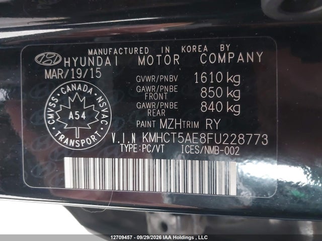 Продажа на аукционе авто 2015 Hyundai Accent Gl, vin: KMHCT5AE8FU228773, номер лота: 12709457