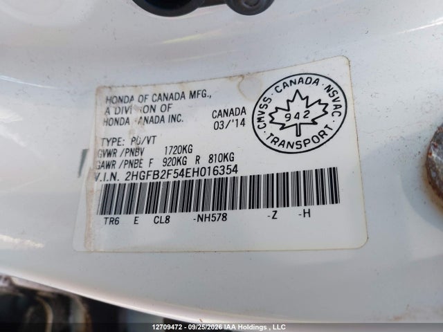 Продаж на аукціоні авто 2014 Honda Civic Lx, vin: 2HGFB2F54EH016354, номер лоту: 12709472