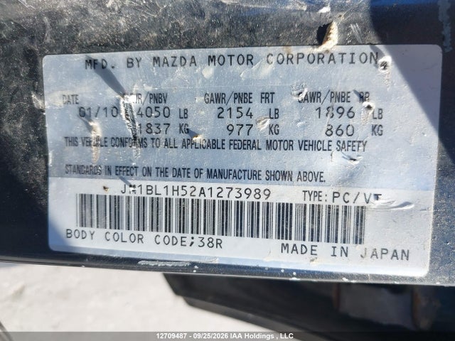 Aukcja sprzedaży 2010 Mazda 3 S, vin: JM1BL1H52A1273989, numer aukcji: 12709487