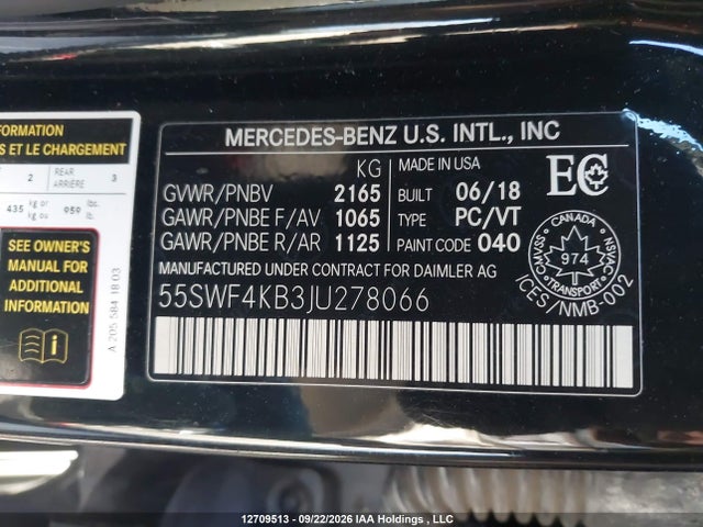 55SWF4KB3JU278066 Mercedes-Benz C 300 4matic