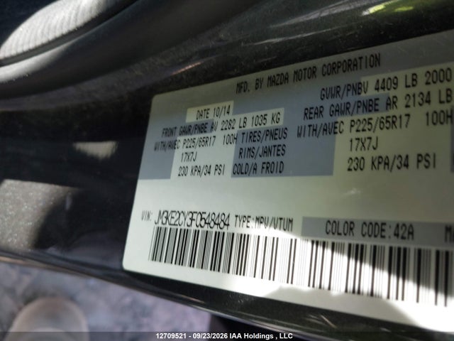 2015 Mazda Cx-5 Gs მანქანა იყიდება აუქციონზე, vin: JM3KE2CY3F0548484, აუქციონის ნომერი: 12709521