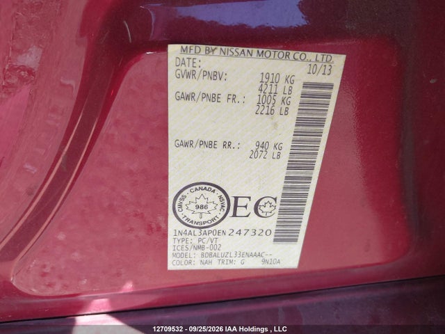 1N4AL3AP0EN247320 Nissan Altima 2.5/2.5 S/2.5 Sl/2.5 Sv