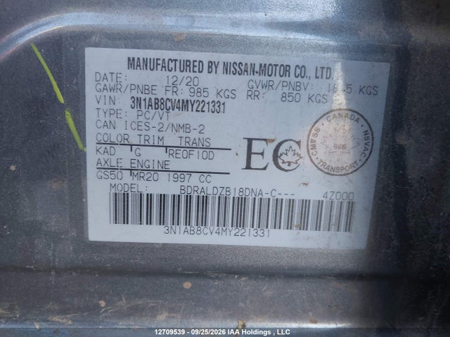 3N1AB8CV4MY221331 Nissan SENTRA SV