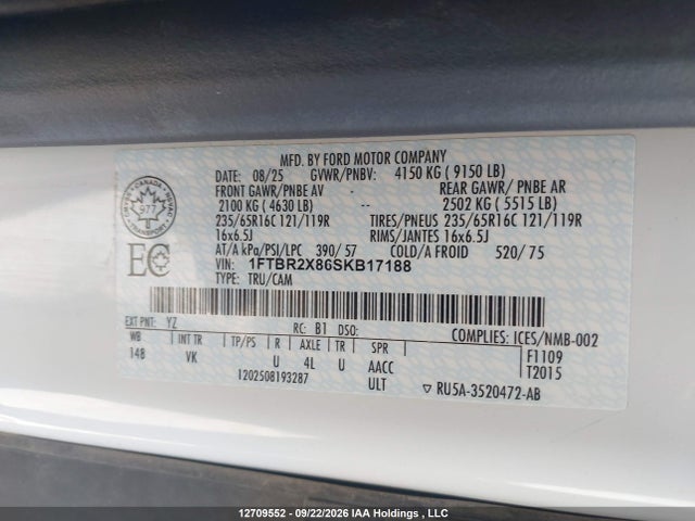 Ford Transit T-250 2025 1FTBR2X86SKB17188 Image 9