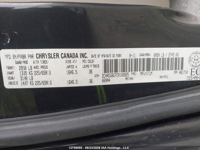 2012 Dodge Grand Caravan Se/sxt მანქანა იყიდება აუქციონზე, vin: 2C4RDGBG7CR102825, აუქციონის ნომერი: 12709555