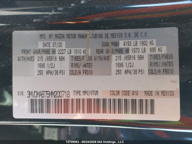 2021 Mazda Cx-30 Gx მანქანა იყიდება აუქციონზე, vin: 3MVDMAB75MM200718, აუქციონის ნომერი: 12709563